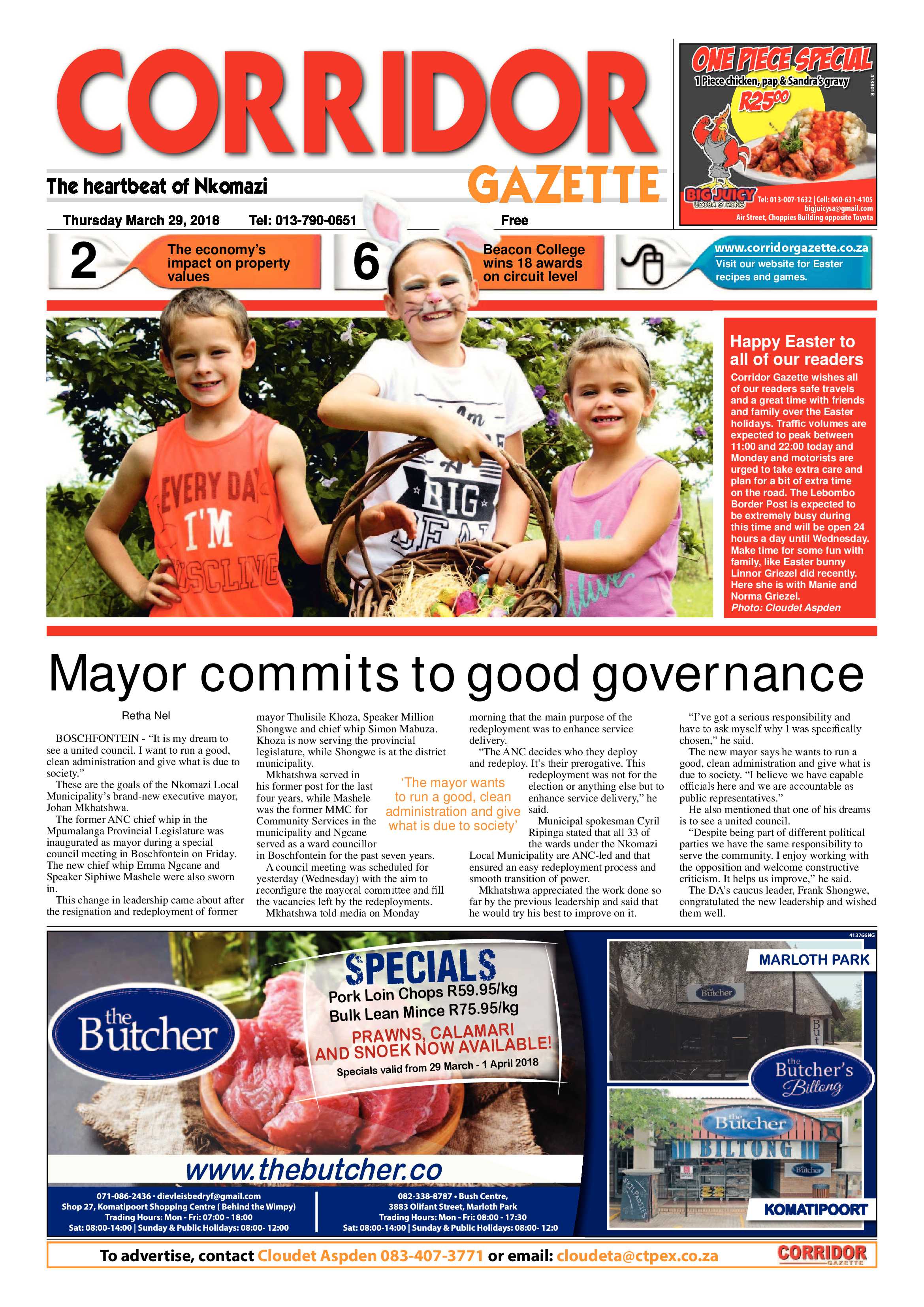 Corridor Gazette 29 March 2018 page 1