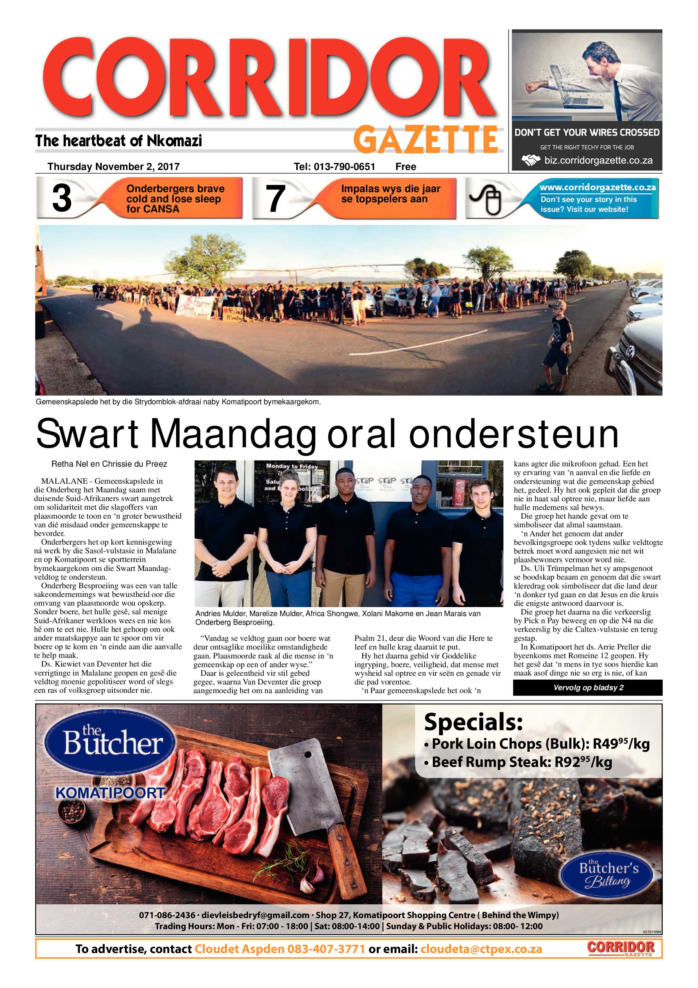 Corridor Gazette 2 November 2017 page 1