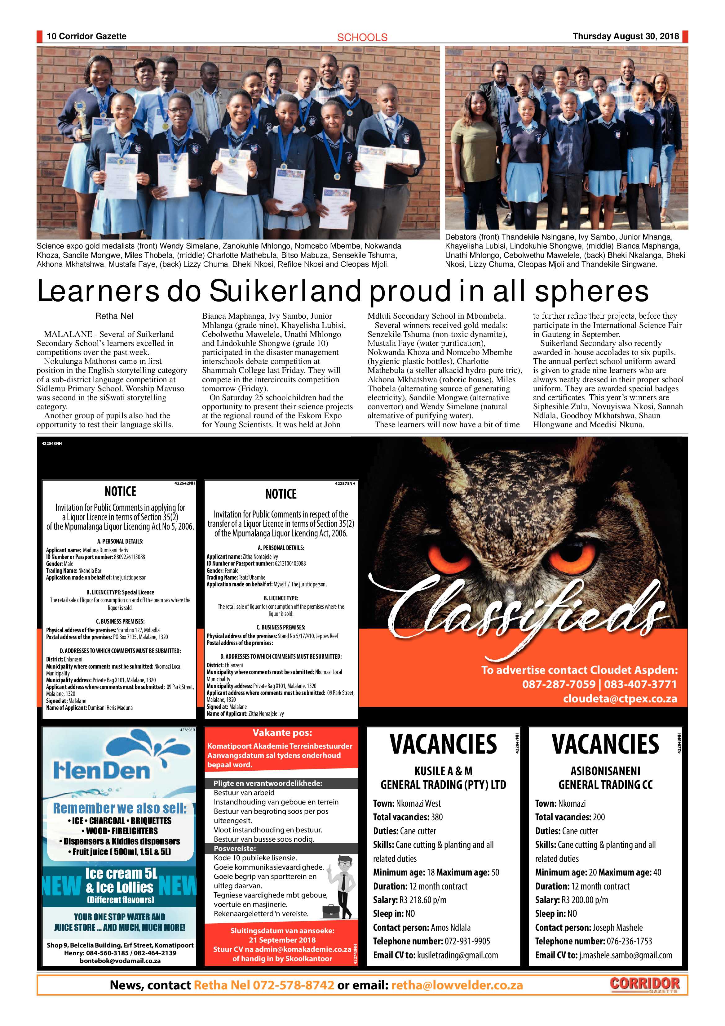 Corridor Gazette 30 August 2018 page 10