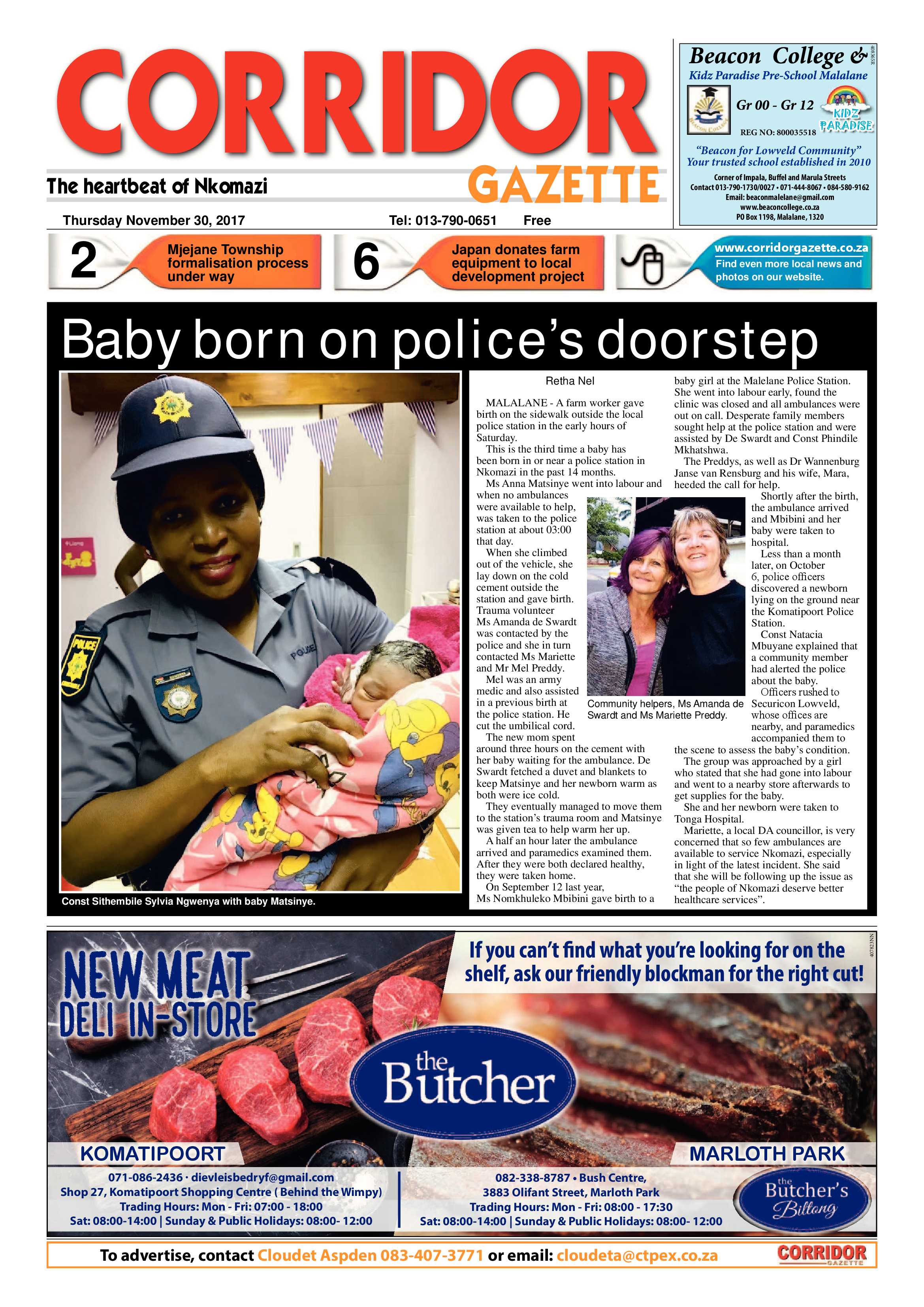 Corridor Gazette 30 November 2017 page 1
