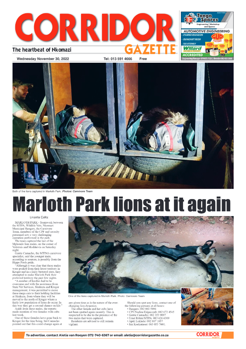 Corridor Gazette 30 November 2022 page 1