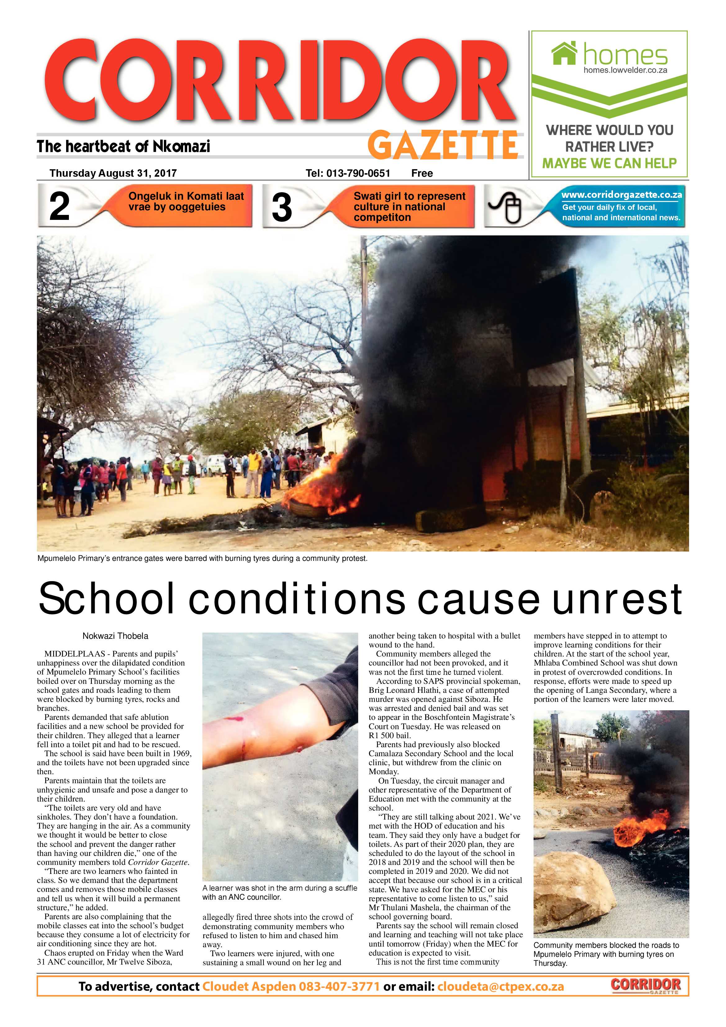 Corridor Gazette 31 August 2017 page 1