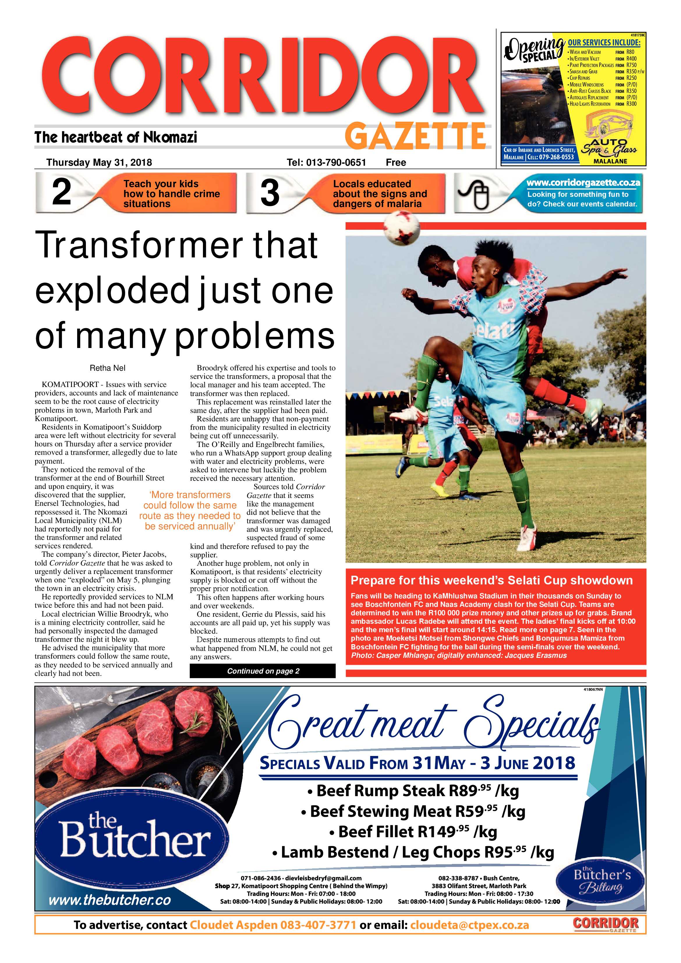 Corridor Gazette 31 May 2018 page 1