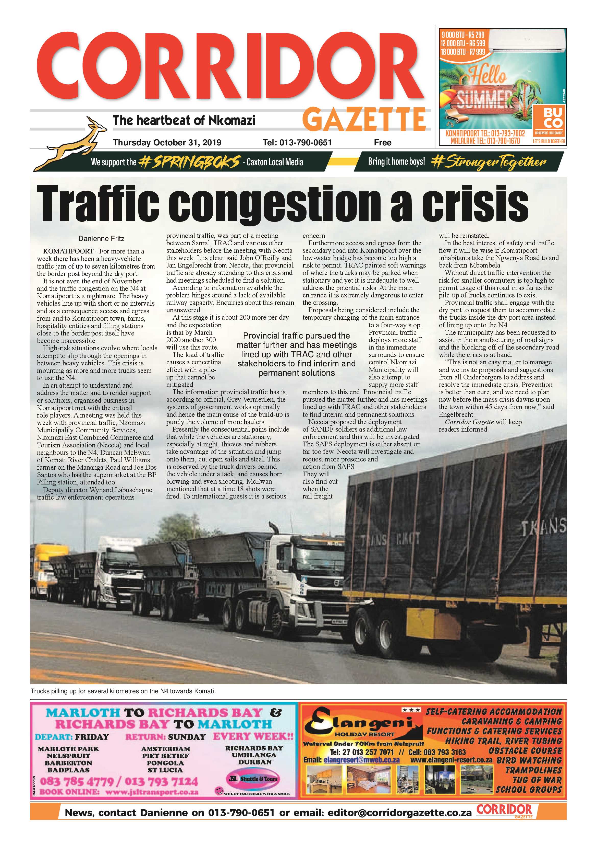 Corridor Gazette 31 October 2019 page 1