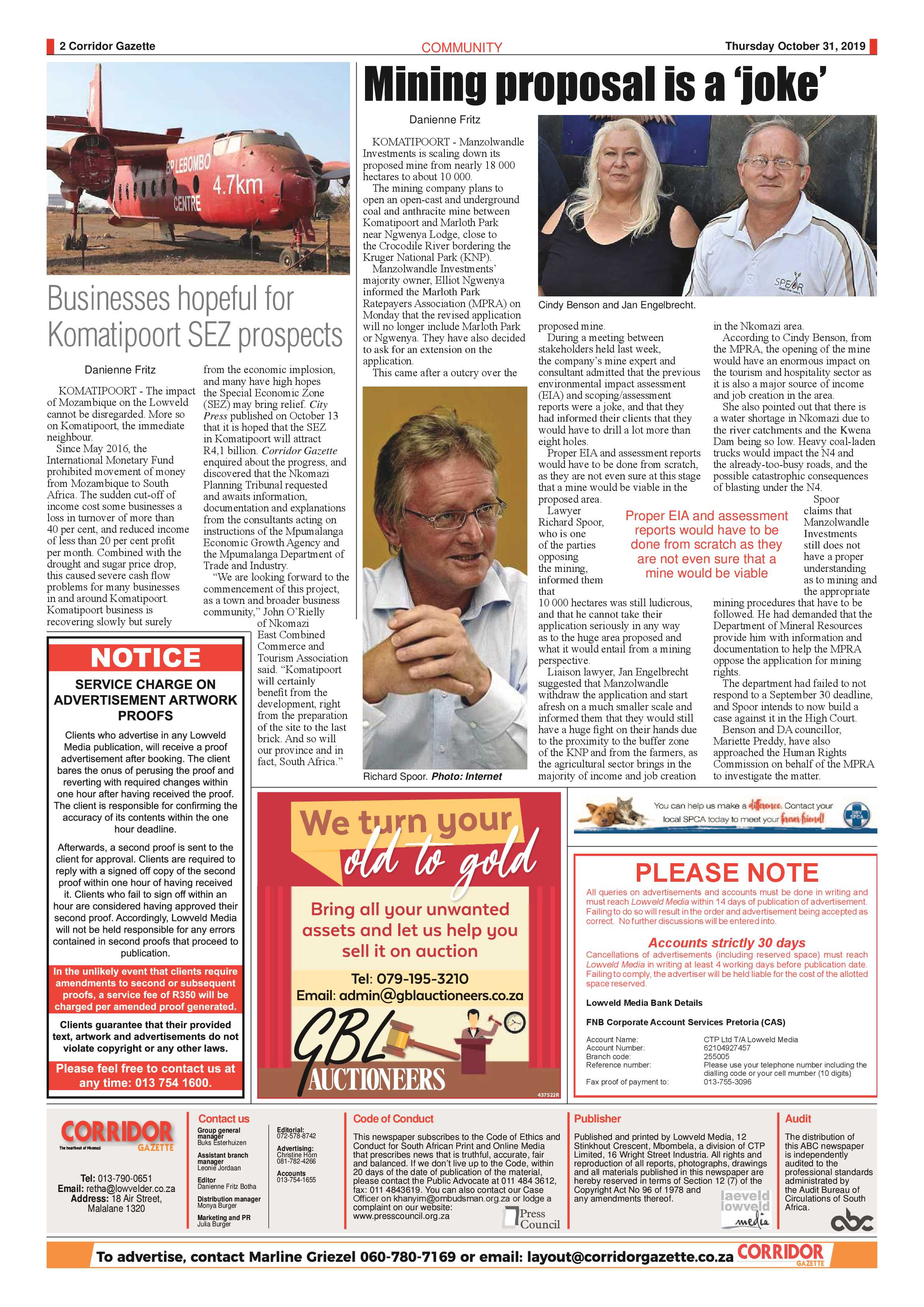 Corridor Gazette 31 October 2019 page 2
