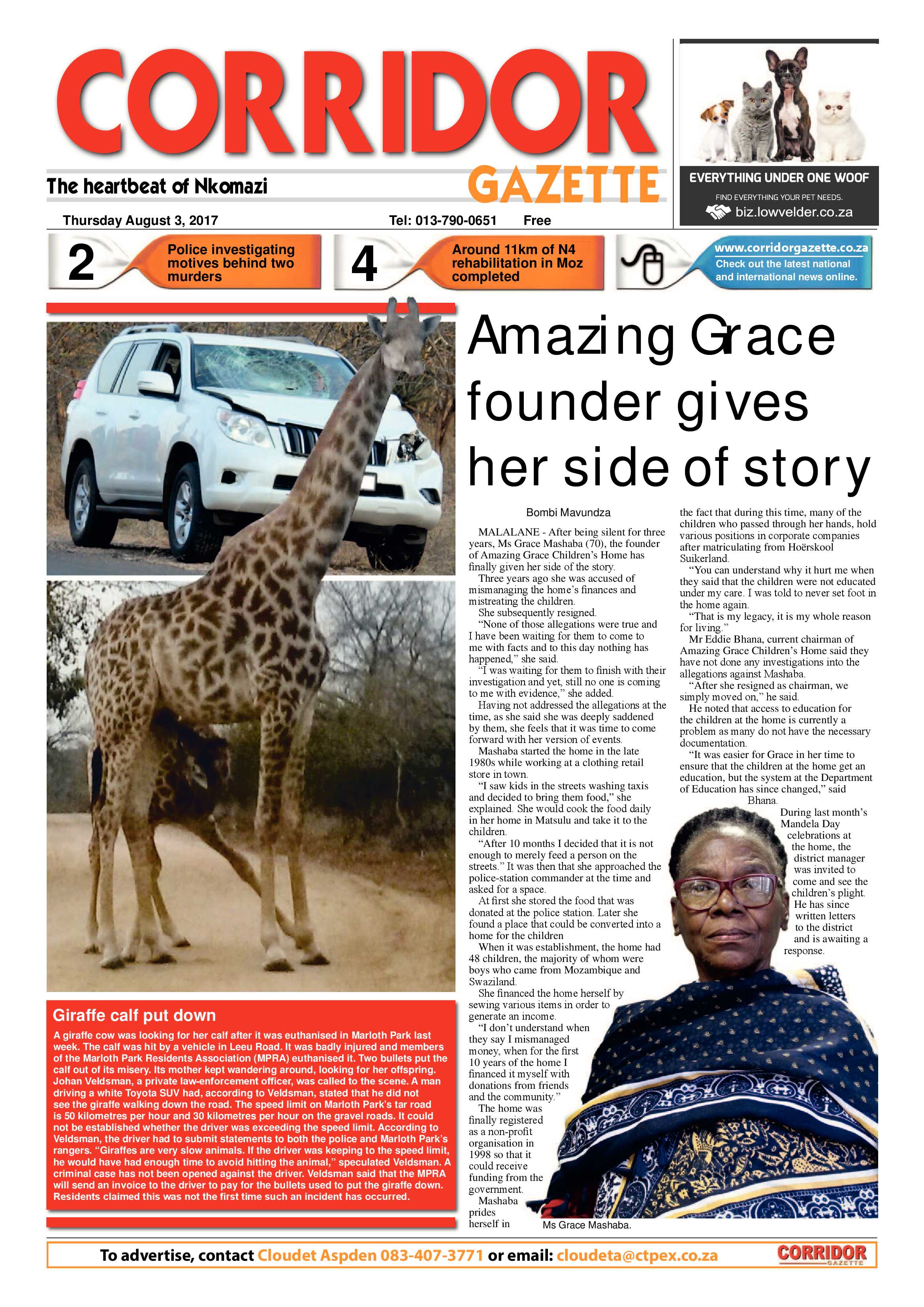 Corridor Gazette 3 August 2017 page 1