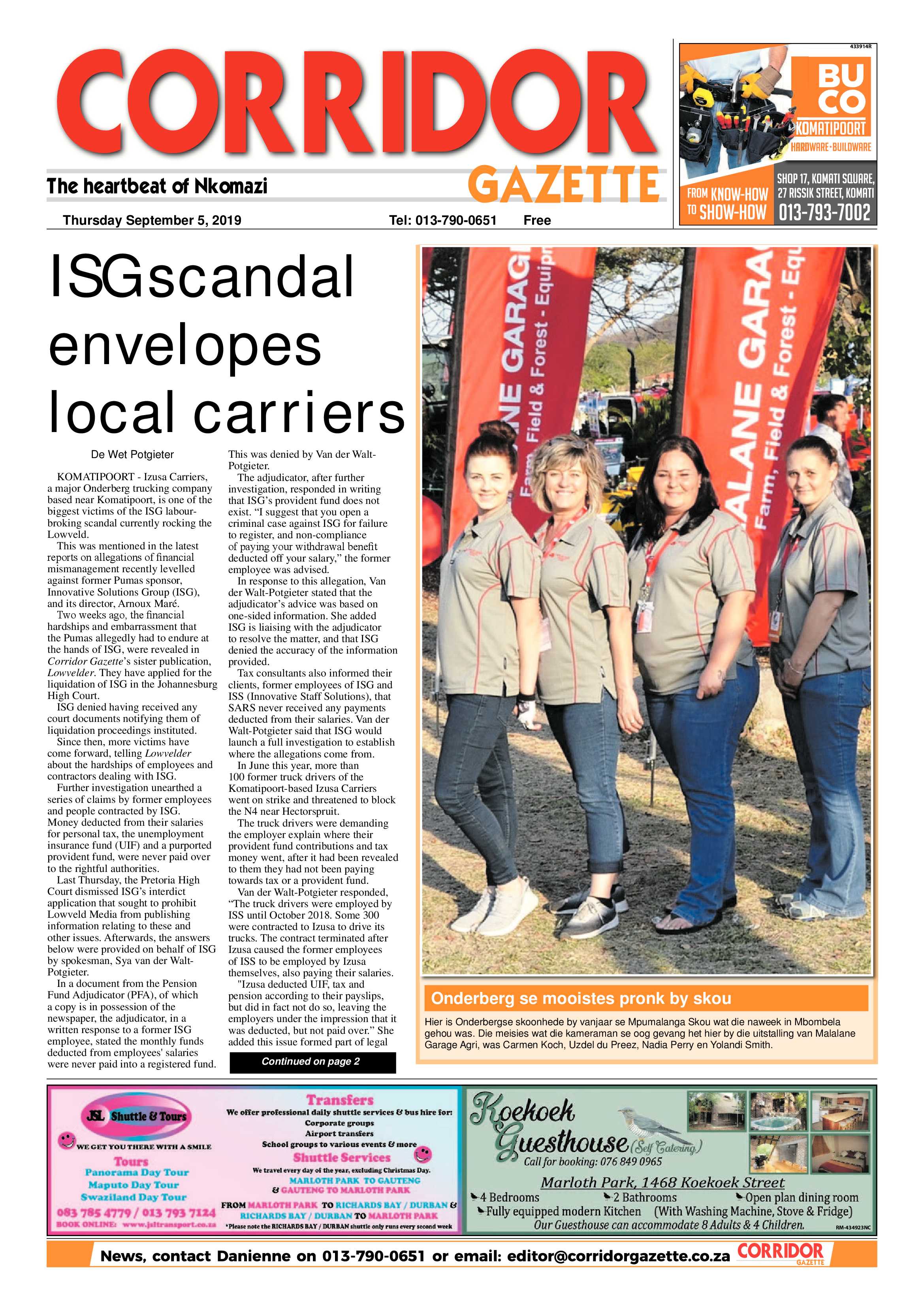 Corridor Gazette 5 September 2019 page 1