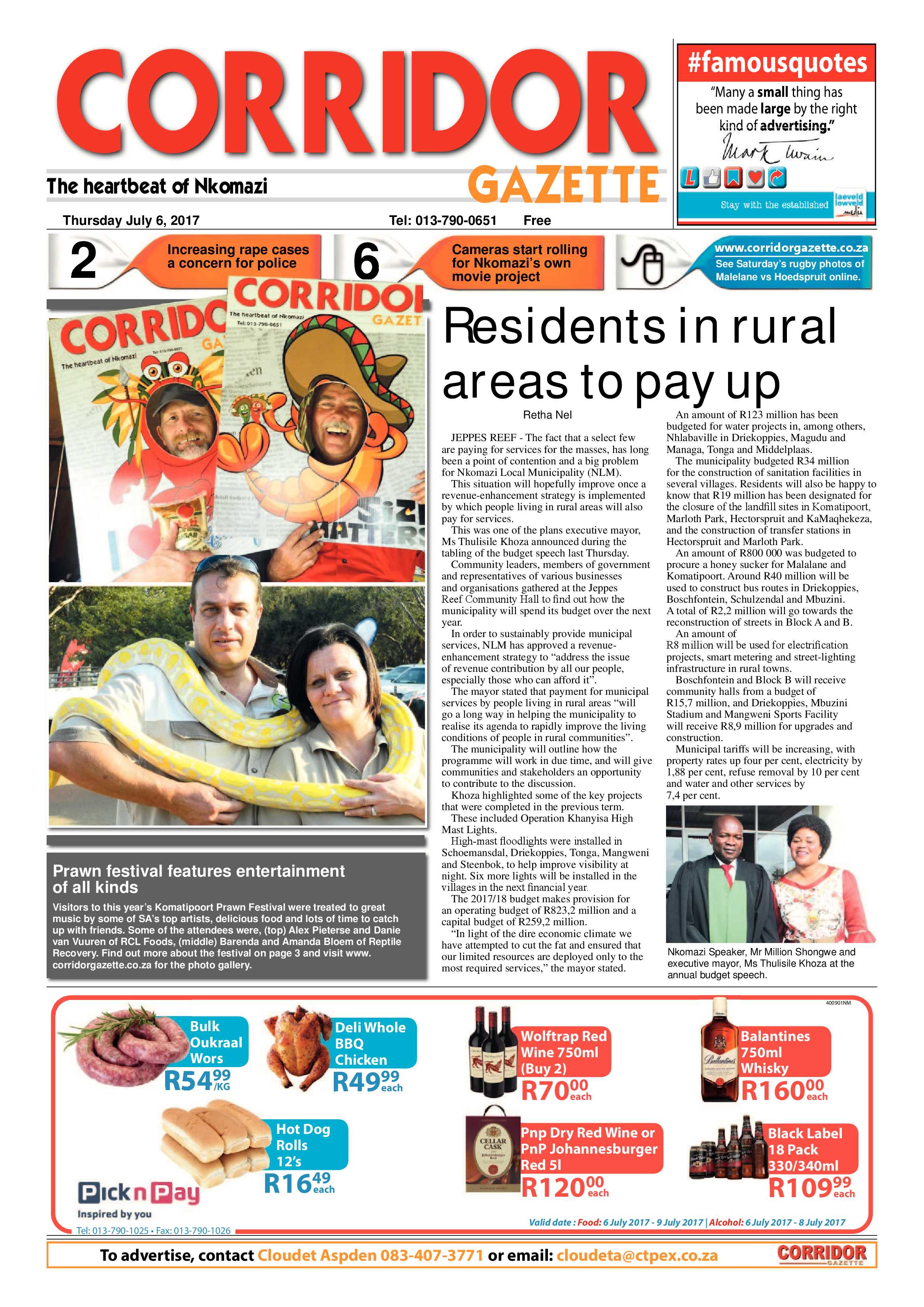 Corridor Gazette 6 July 2017 page 1