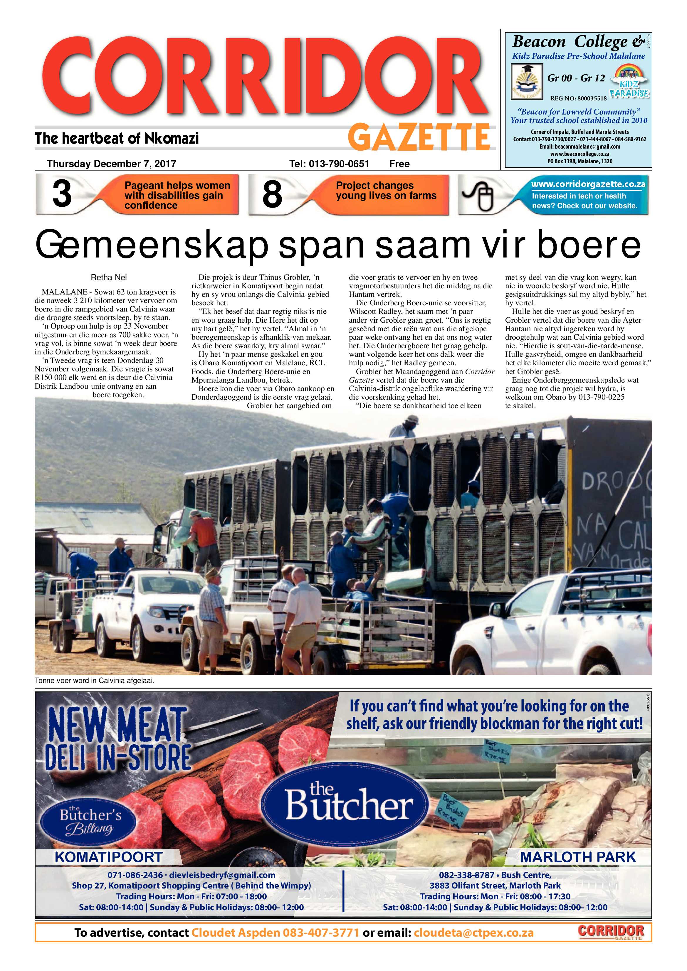 Corridor Gazette 7 December 2017 page 1