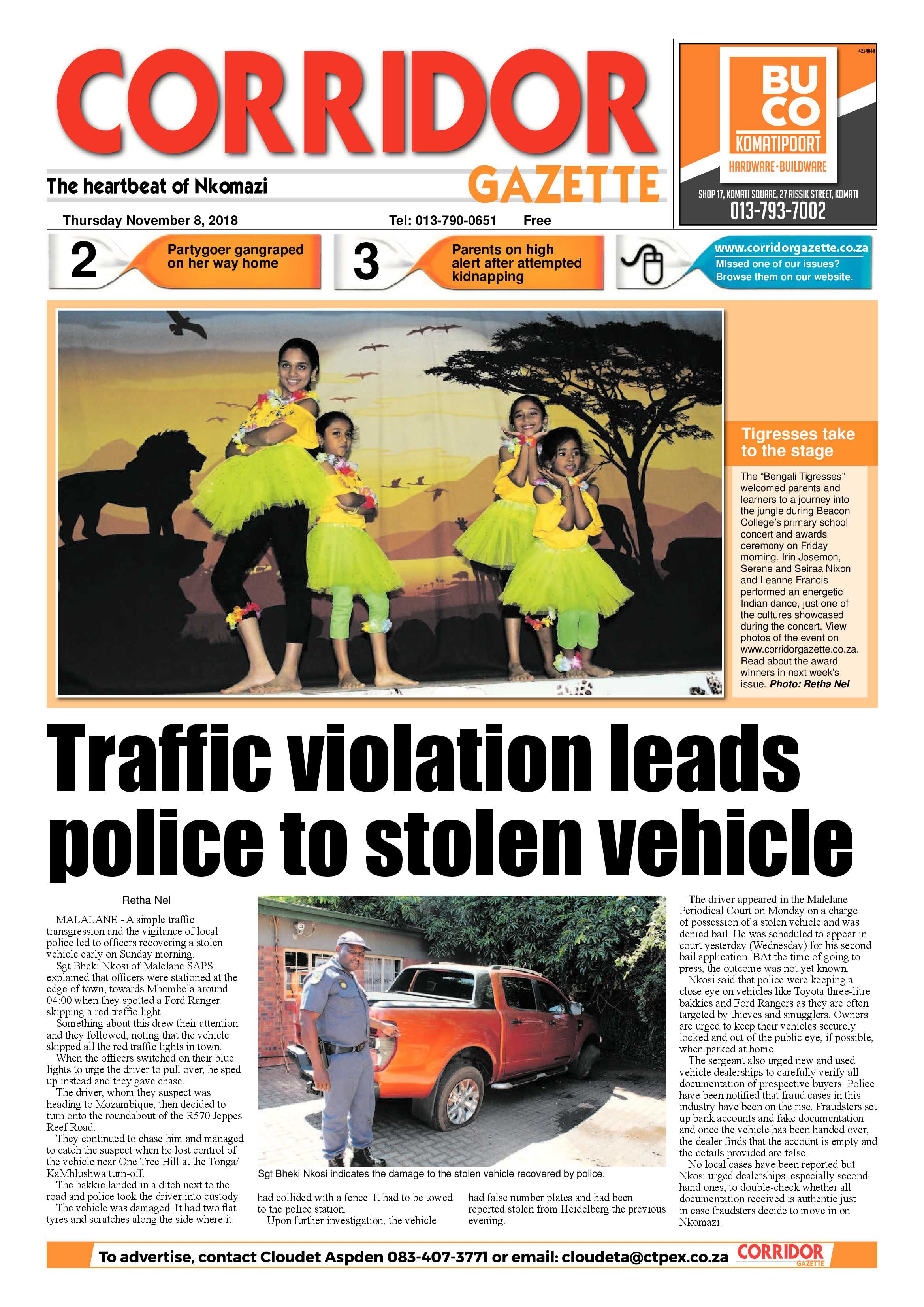 Corridor Gazette 8 November 2018 page 1