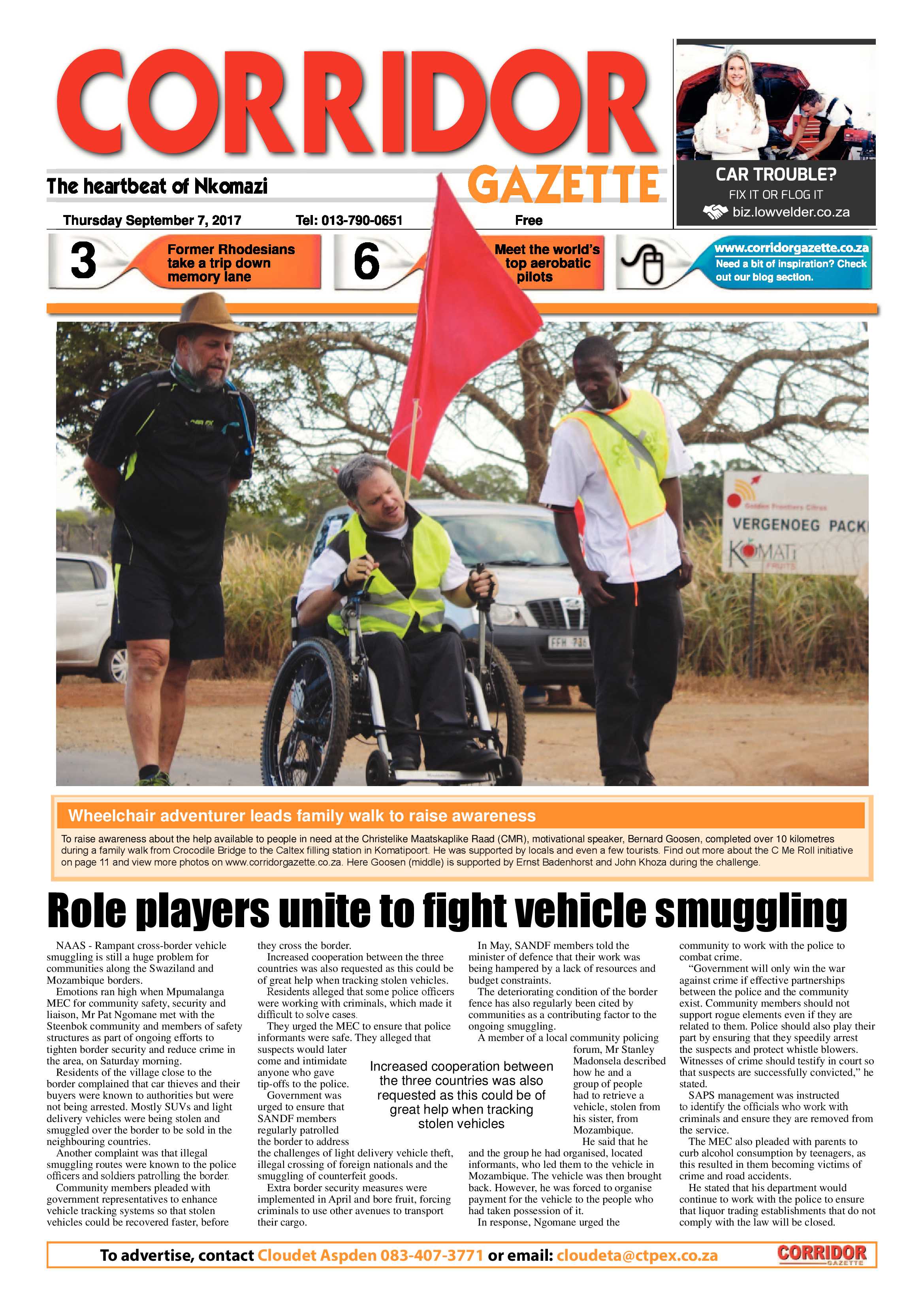 Corridor Gazette 7 September 2017 page 1