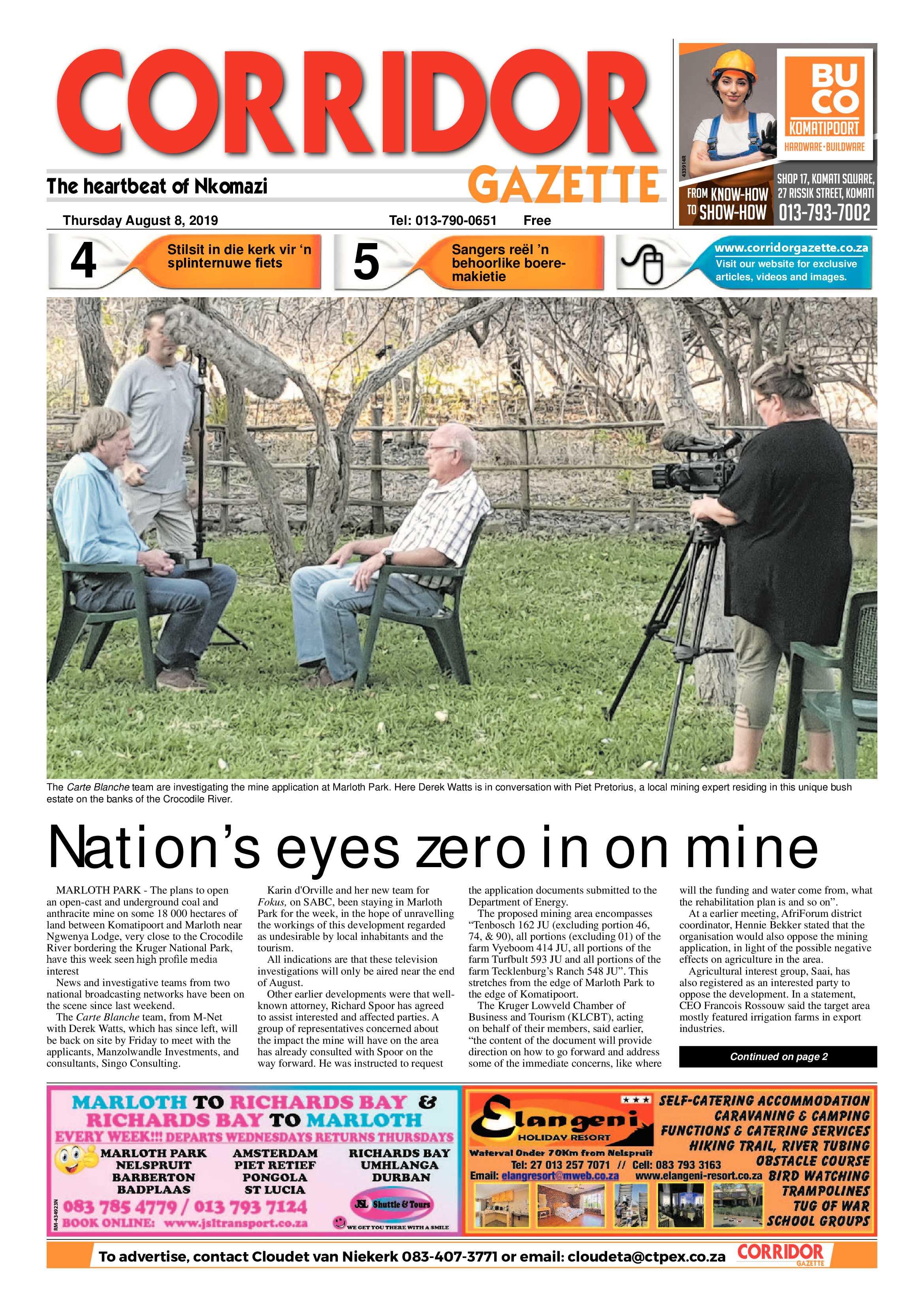 Corridor Gazette 8 August 2019 page 1