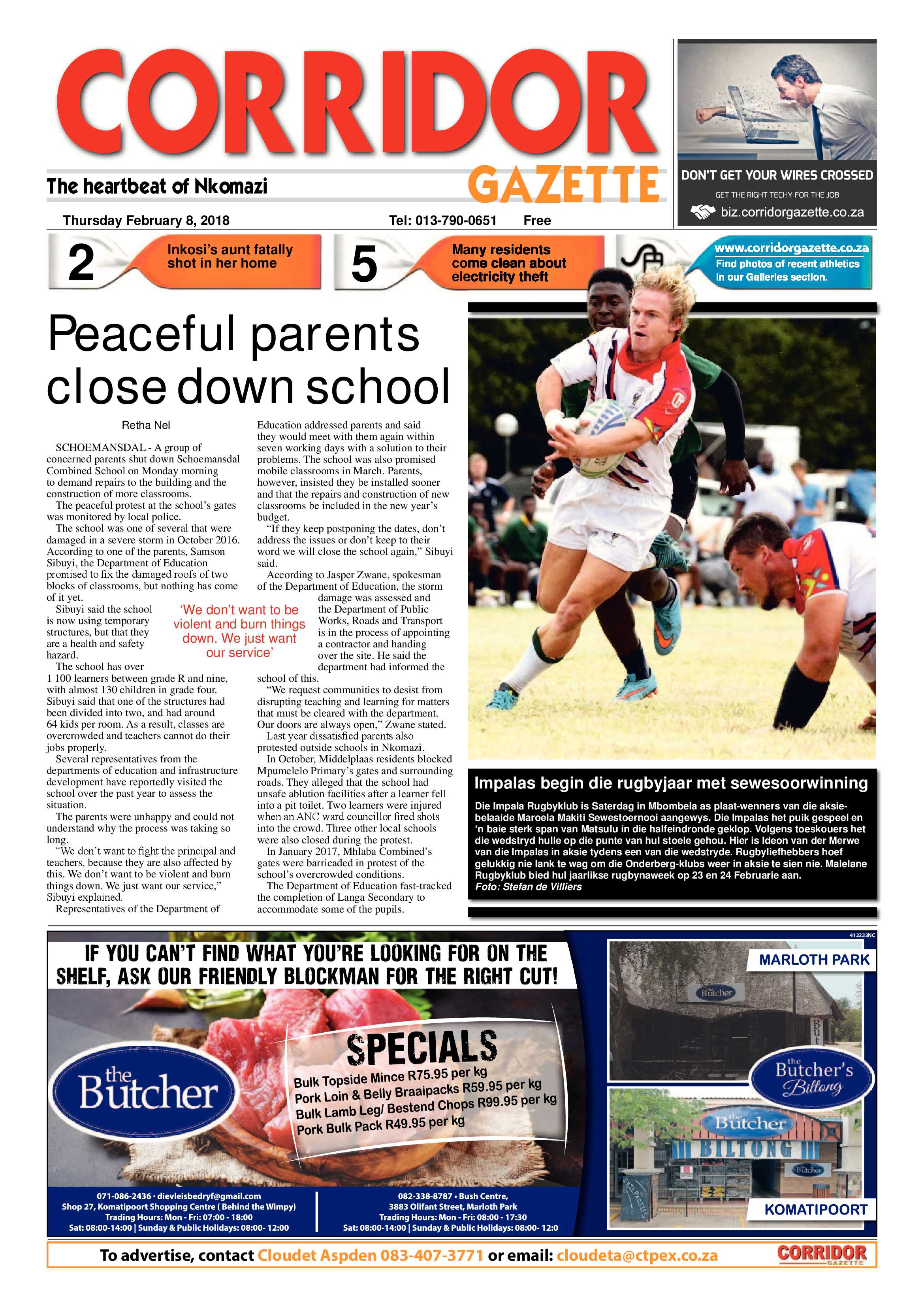 Corridor Gazette 8 February 2018 page 1