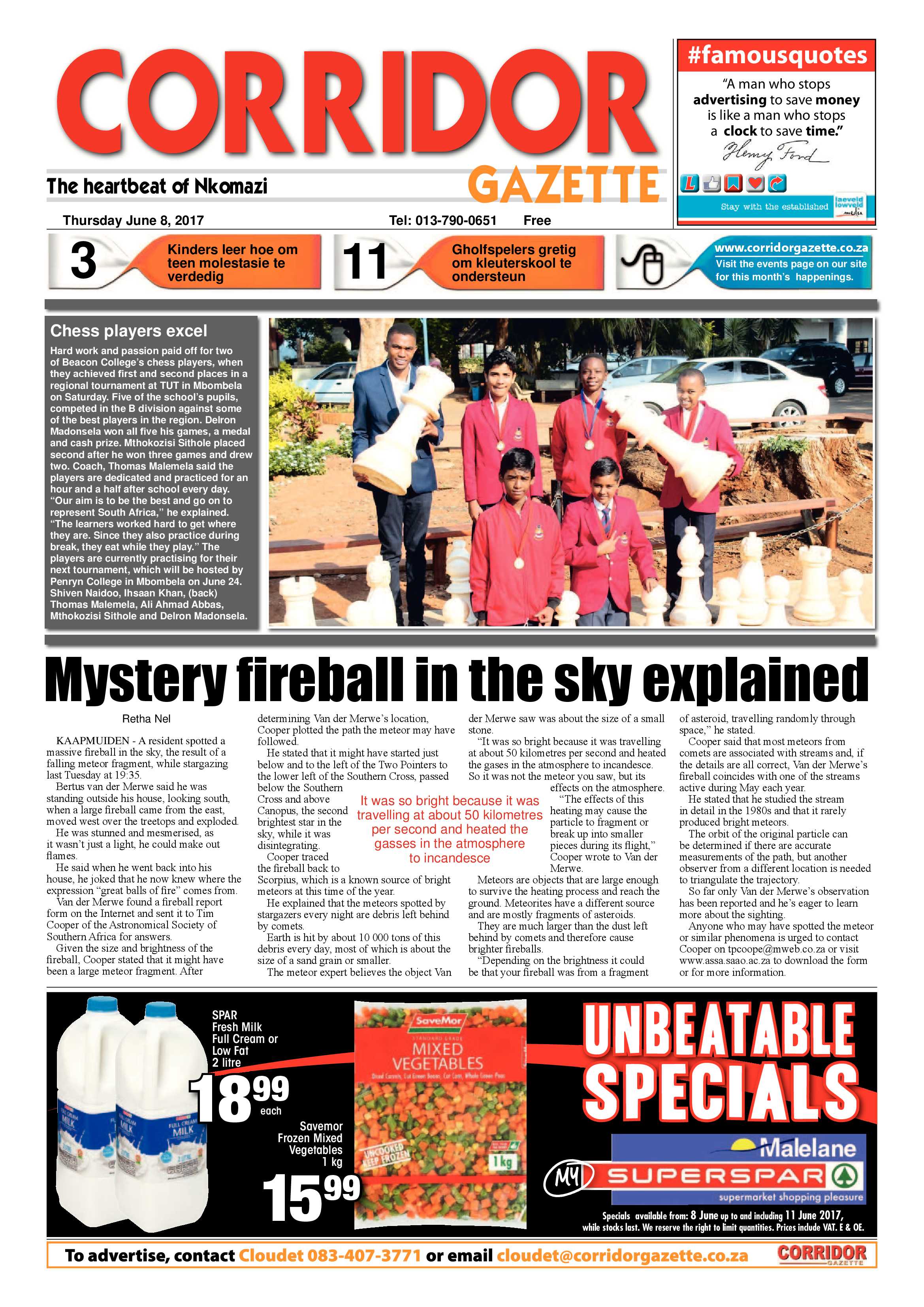 Corridor Gazette 8 June 2017 page 1