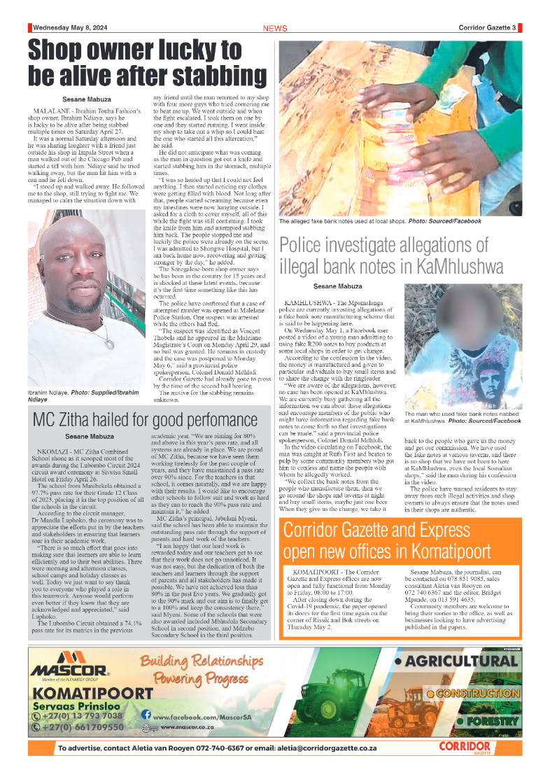 Corridor Gazette 8 May 2024 page 3