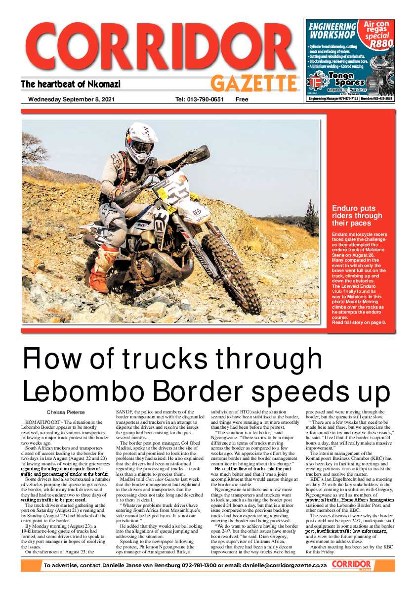 Corridor Gazette 8 September 2021 page 1