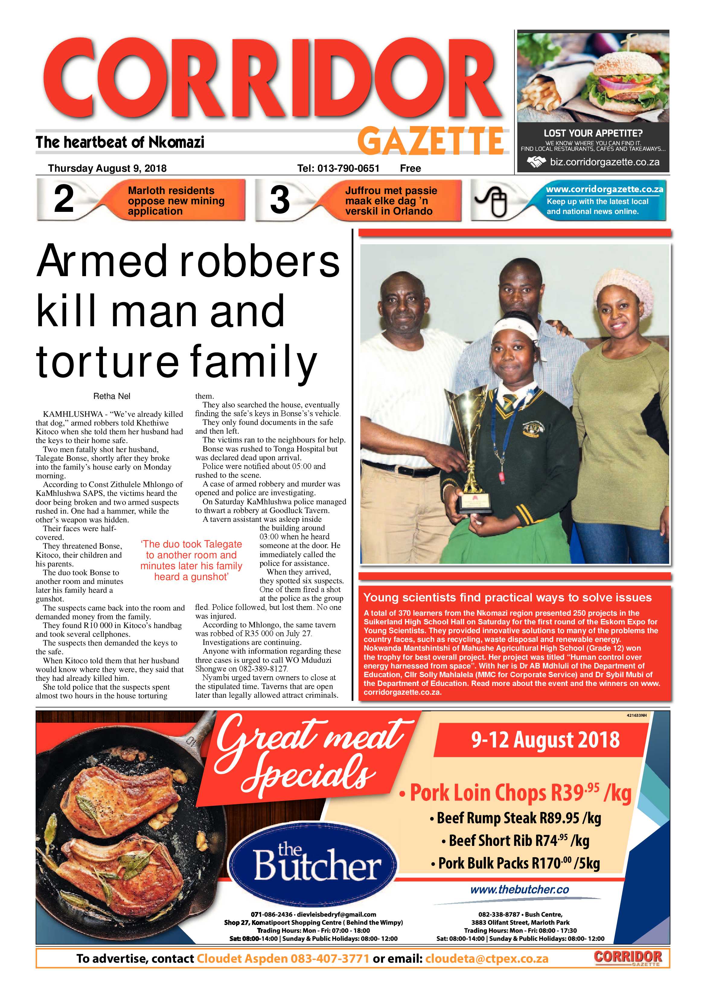 Corridor Gazette 9 August 2018 page 1