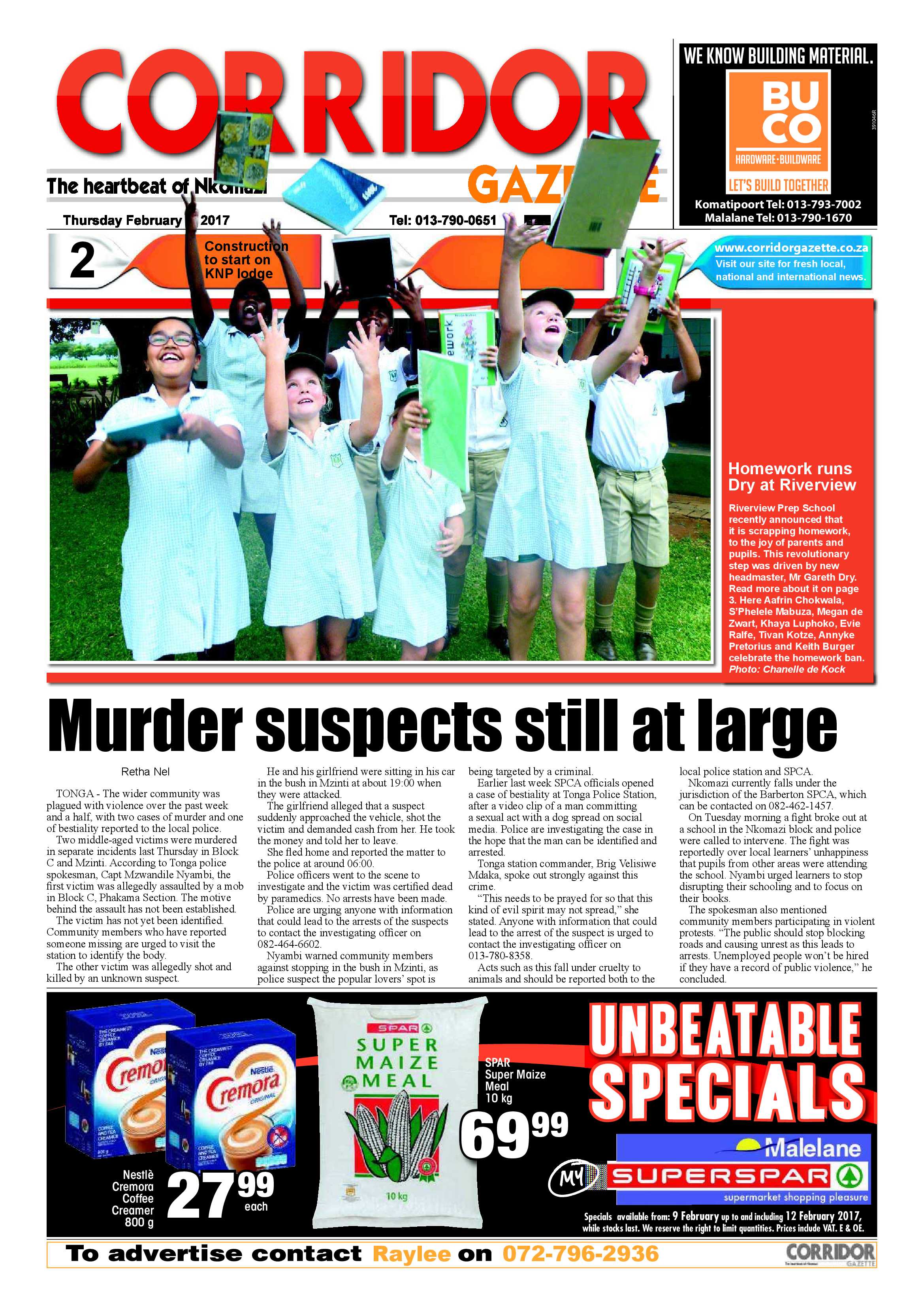 Corridor Gazette 9 February 2017 page 1