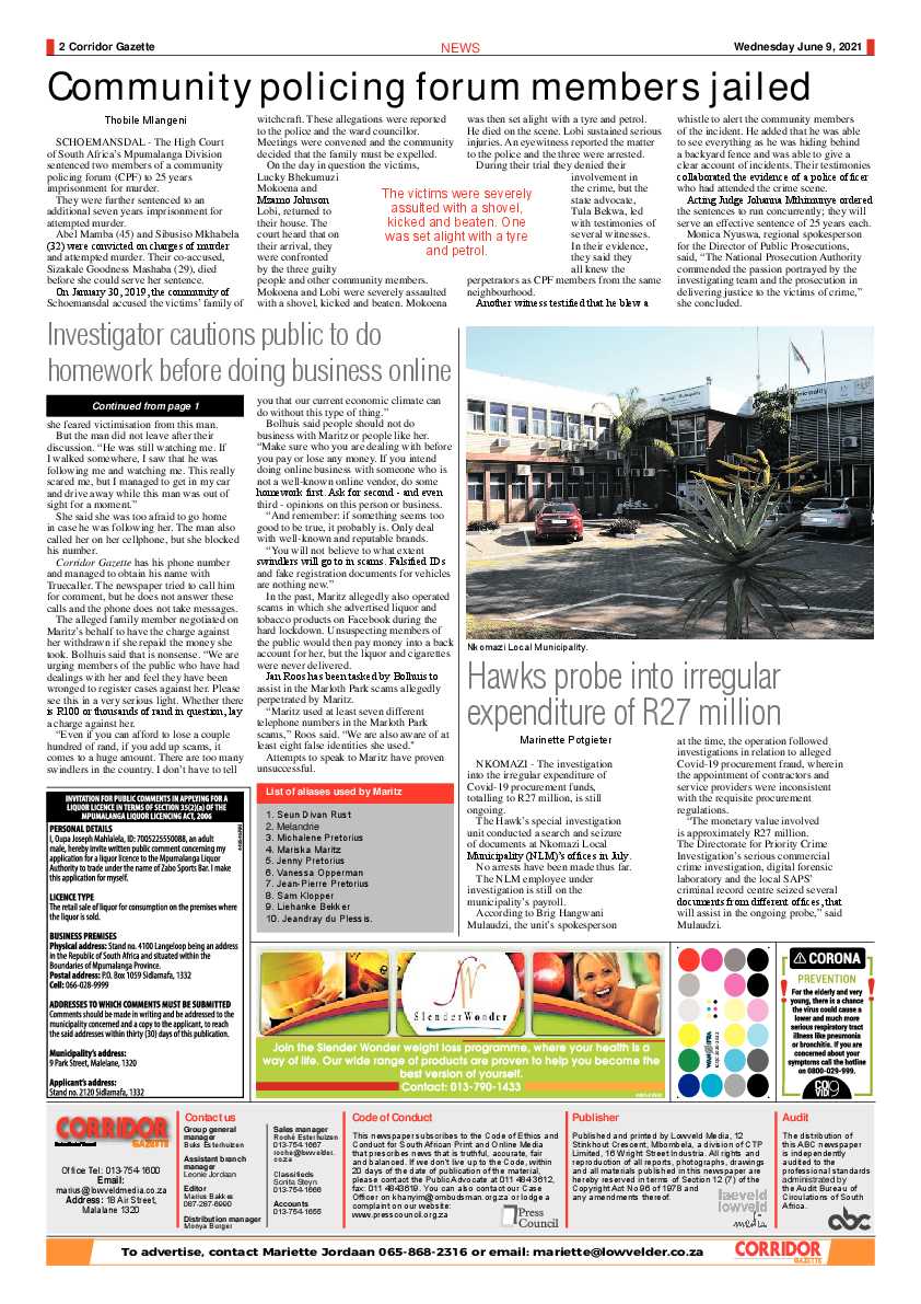 Corridor Gazette 9 June 2021 page 2