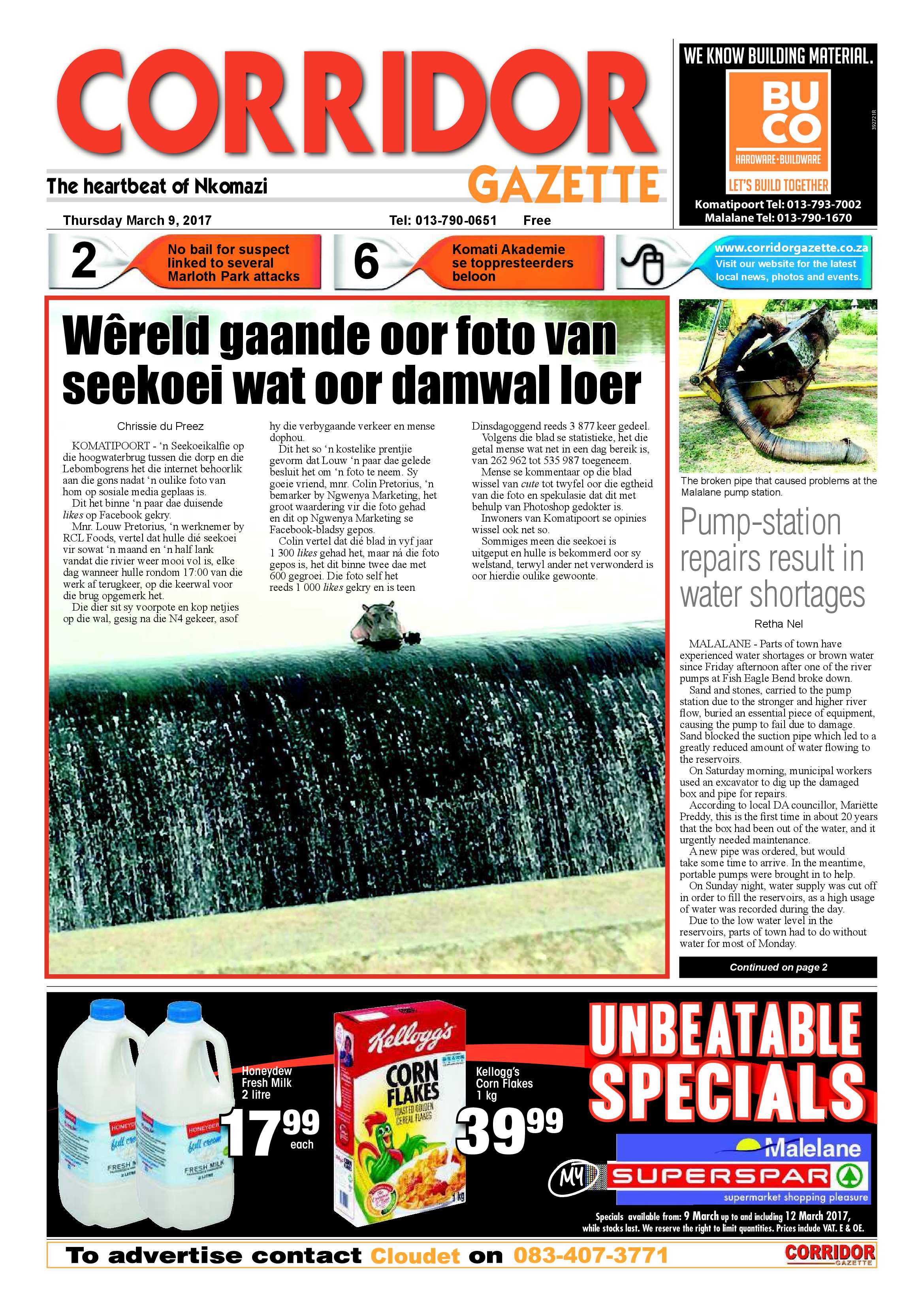 Corridor Gazette 9 March 2017 page 1