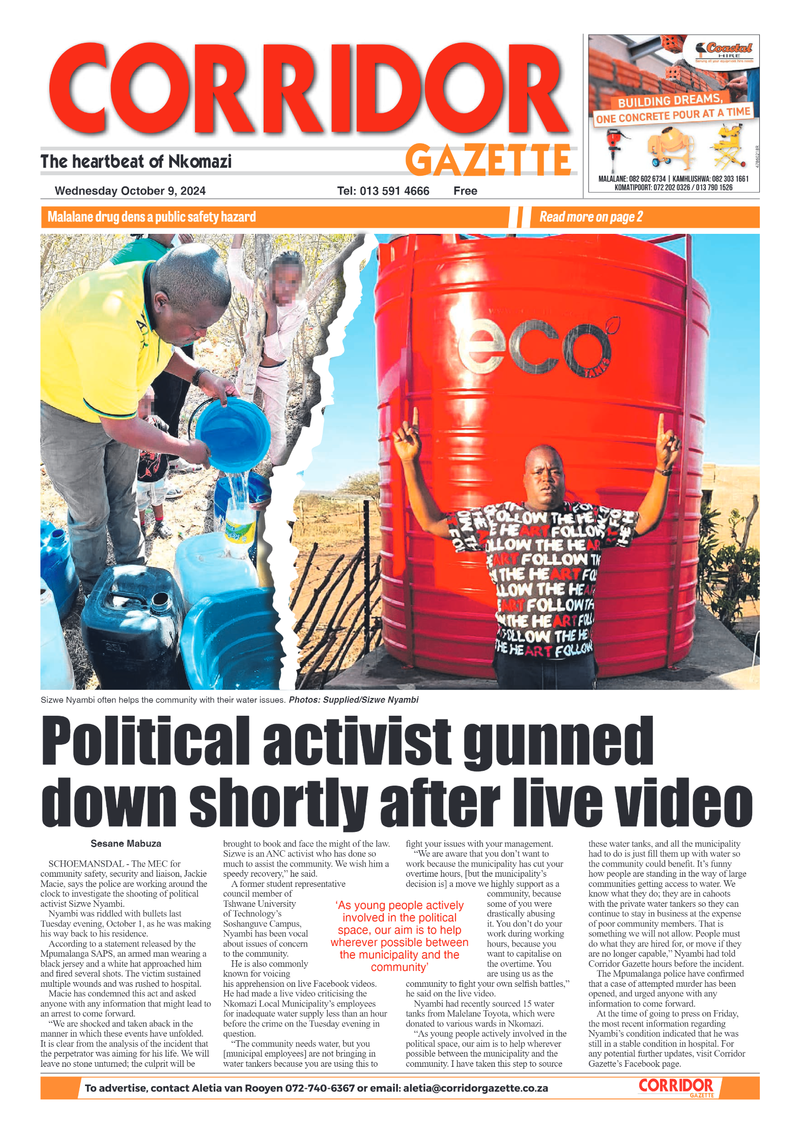 Corridor Gazette 9 October 2024 page 1