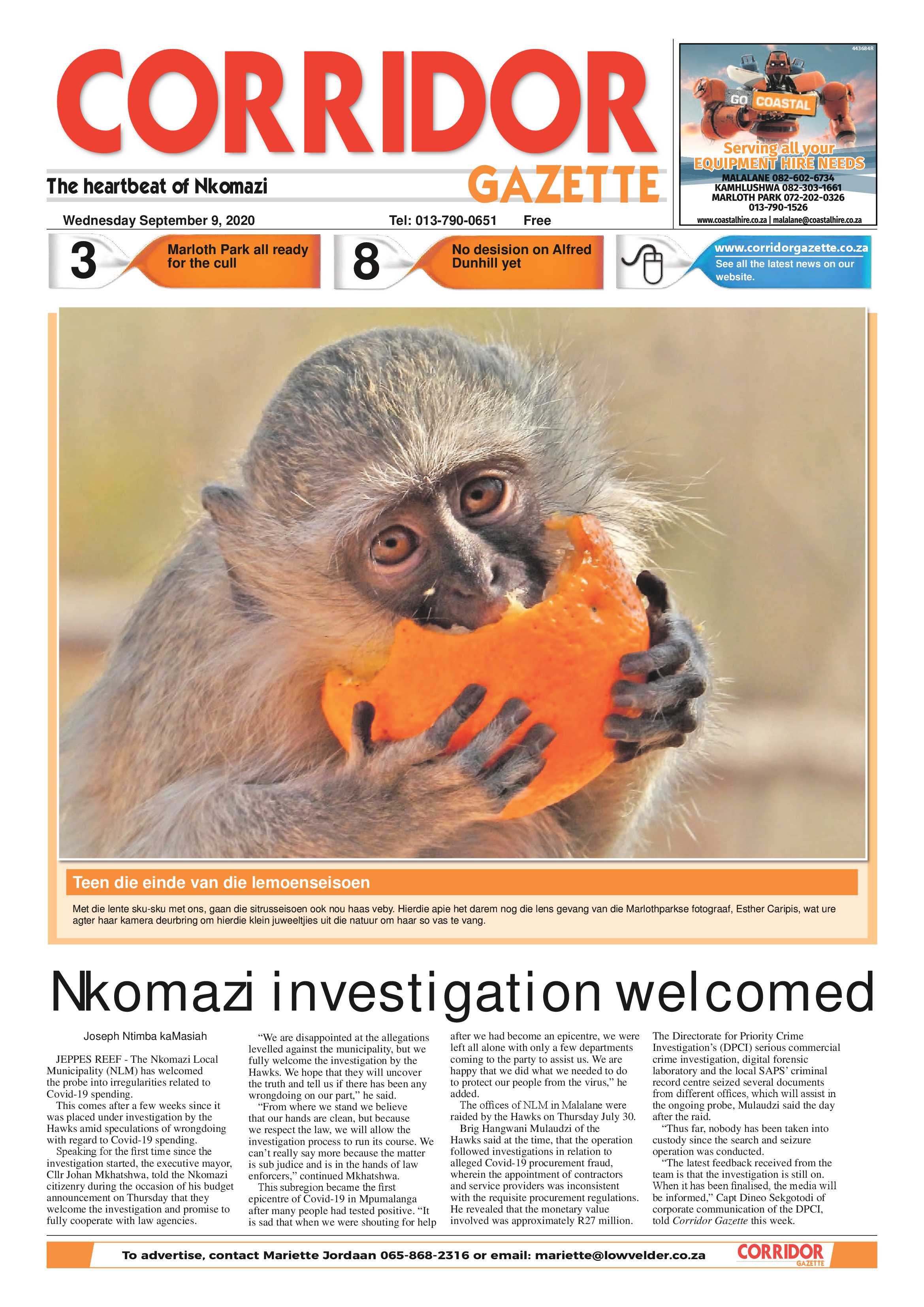 Corridor Gazette 9 September 2020 page 1