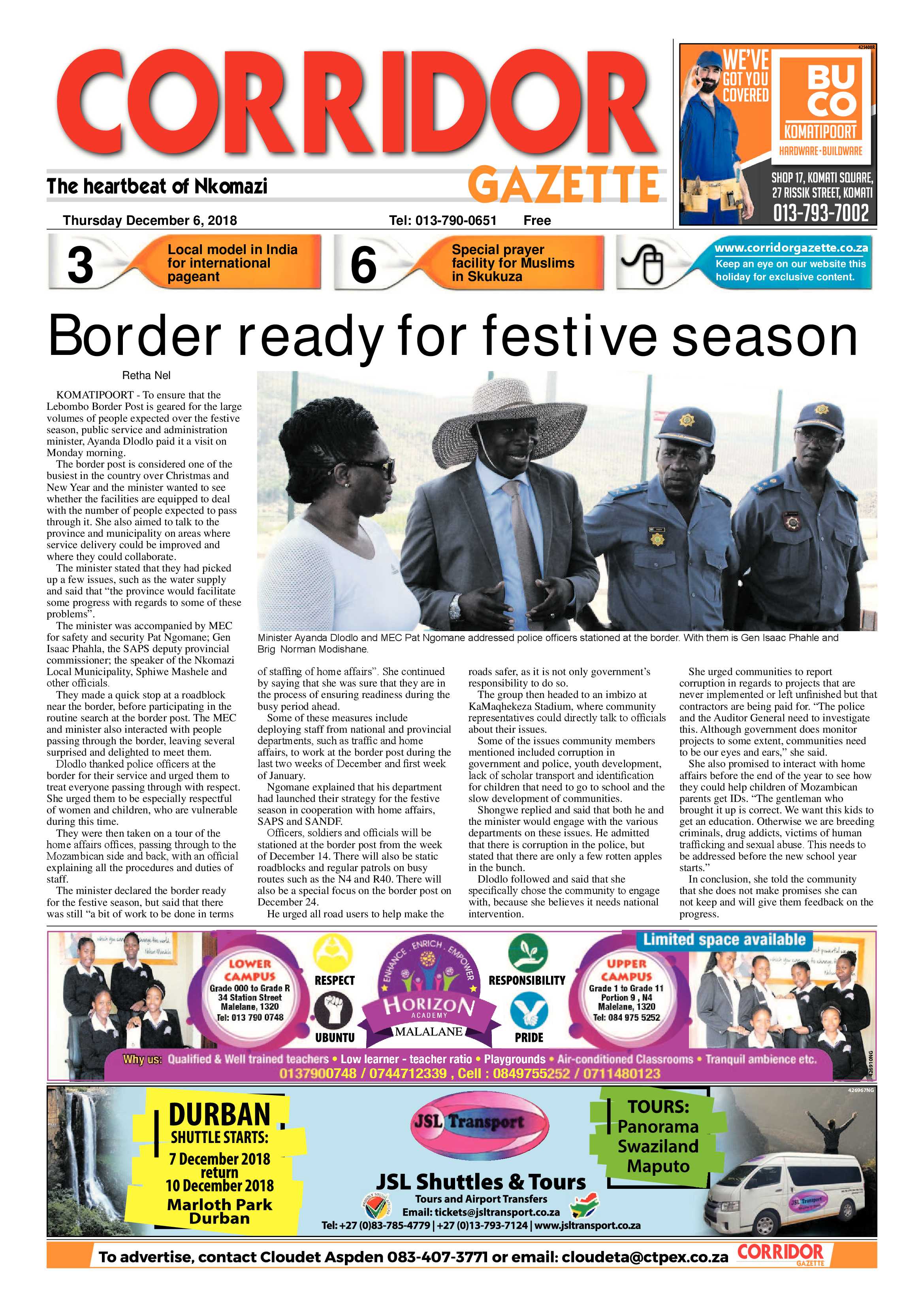 Corridor Gazette 6 December 2018 page 1
