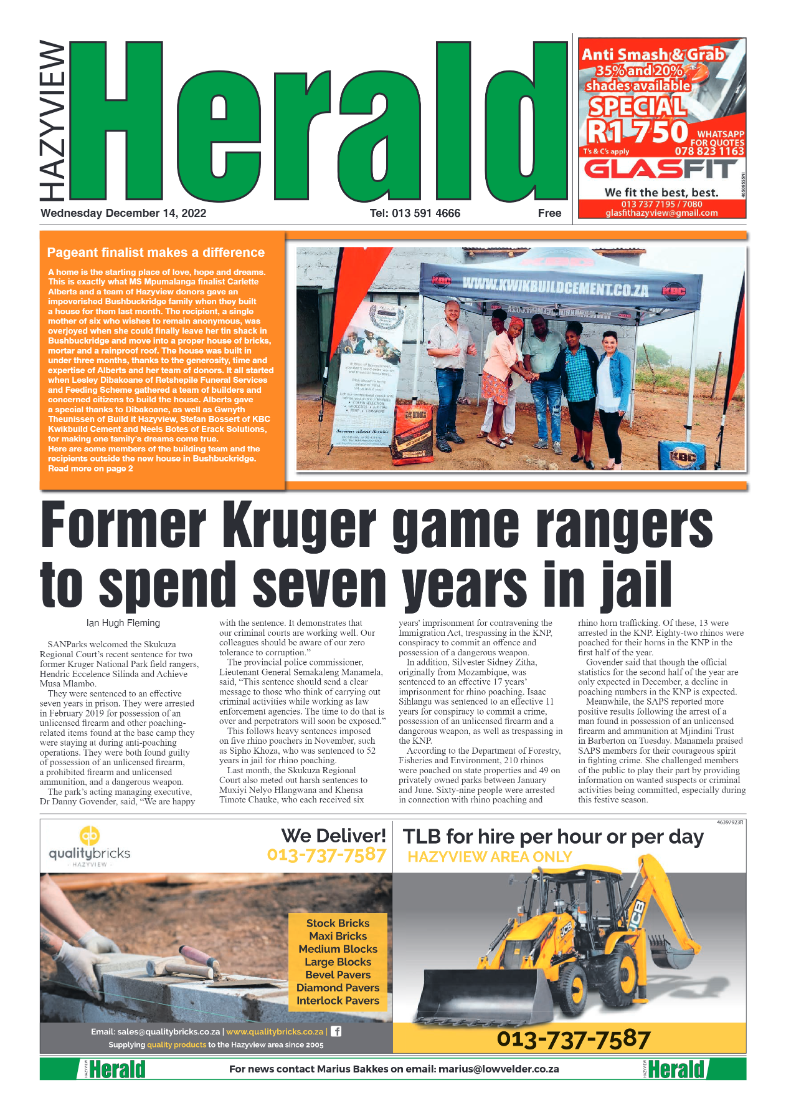 Hazyview Herald 14 December 2022 page 1