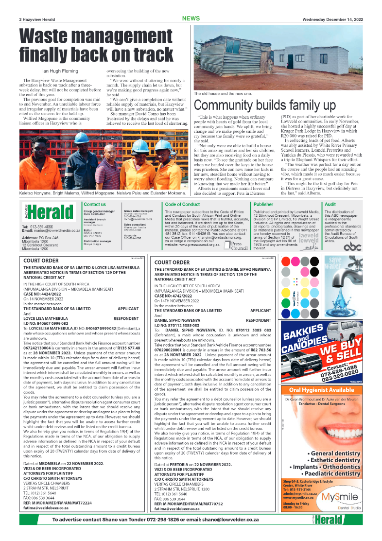 Hazyview Herald 14 December 2022 page 2