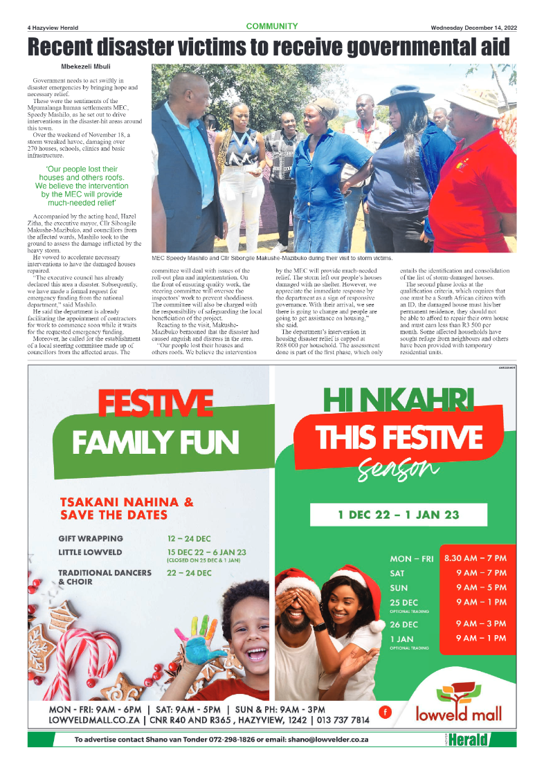 Hazyview Herald 14 December 2022 page 4