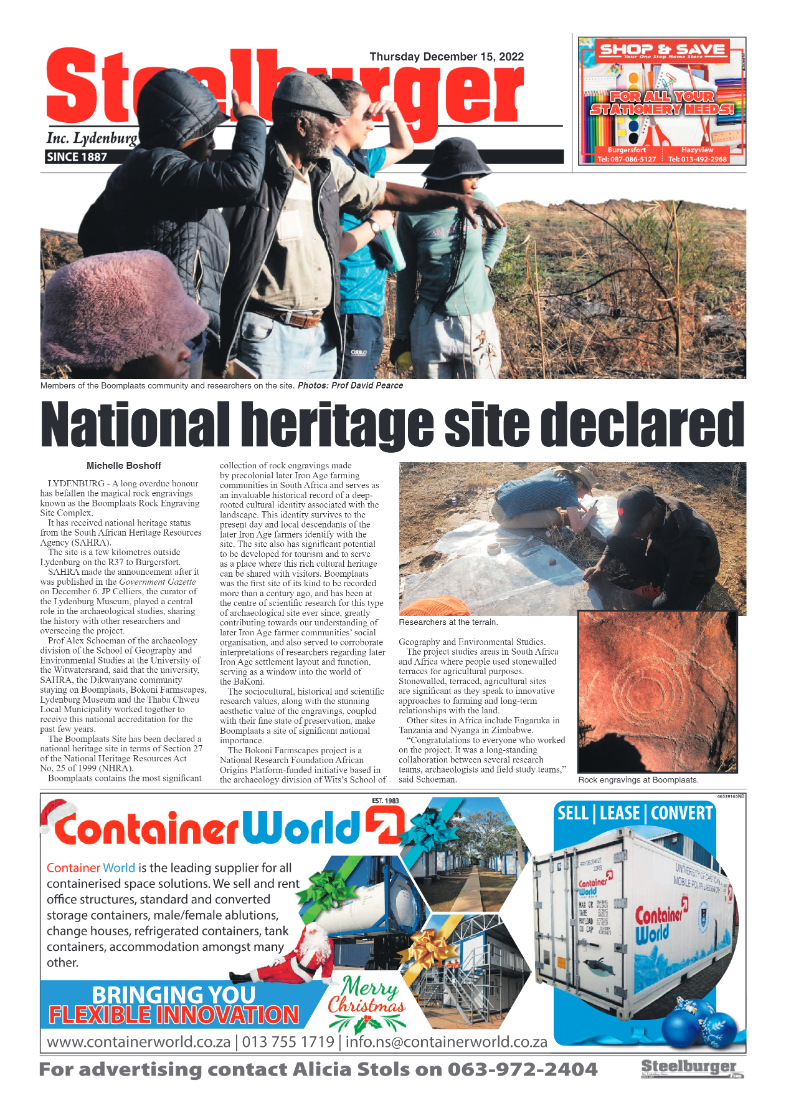 Steelburger News 15 December 2022 page 1